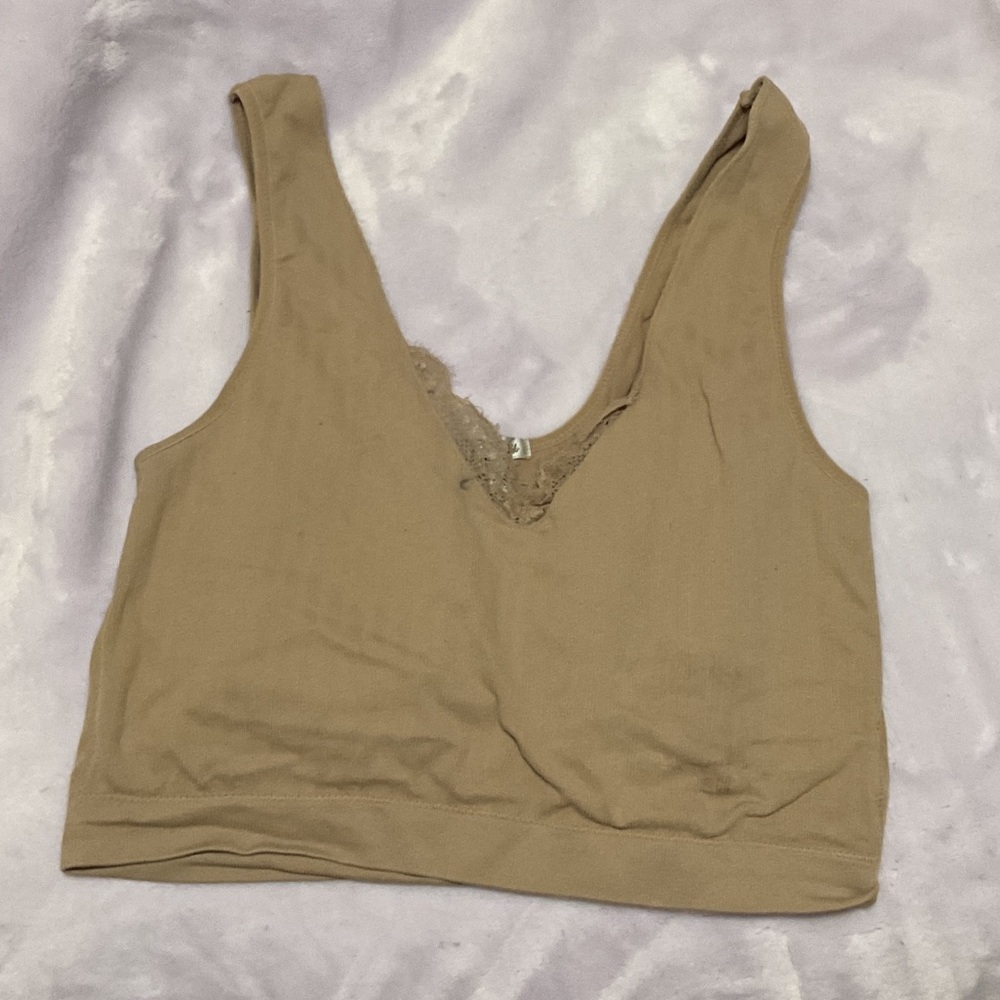 Tan Sleeveless Crop Top